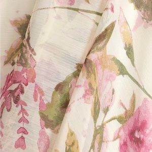 Cream Floral Print Maxi Dress lightweight woven chiffon with a romantic floral.